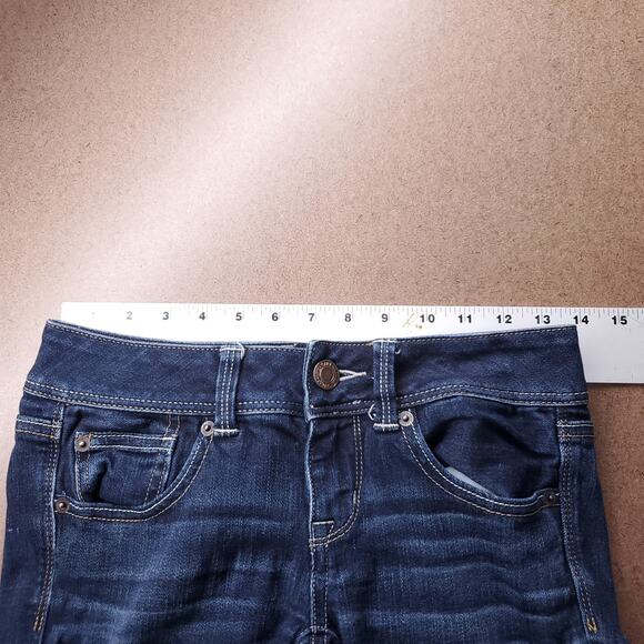 American Eagle Slim Boot Jeans Women 2 Dark Blue Y2K Sustainable Retro Cowgirl - Picture 4 of 12